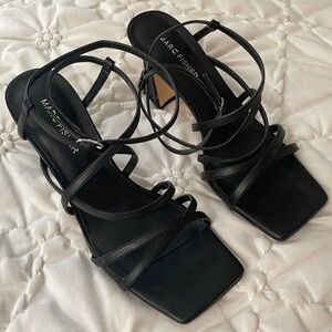 Mark Fisher Genuine Leather Square Toe Strappy Sandals